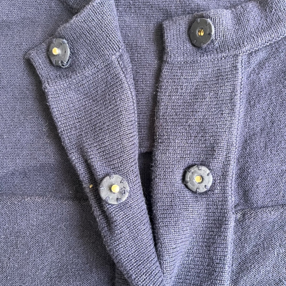 Barneys New York Navy Short-Sleeve Cardigan- cotton/cashmere, vintage - Picture 4 of 6